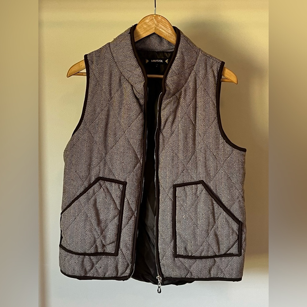 Brown Chevron Quilted Vest